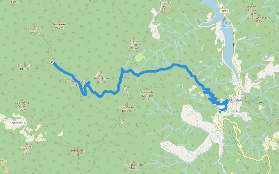 Osiglia - Colle della Barossa - Monte Camulera walking route map in Osiglia
