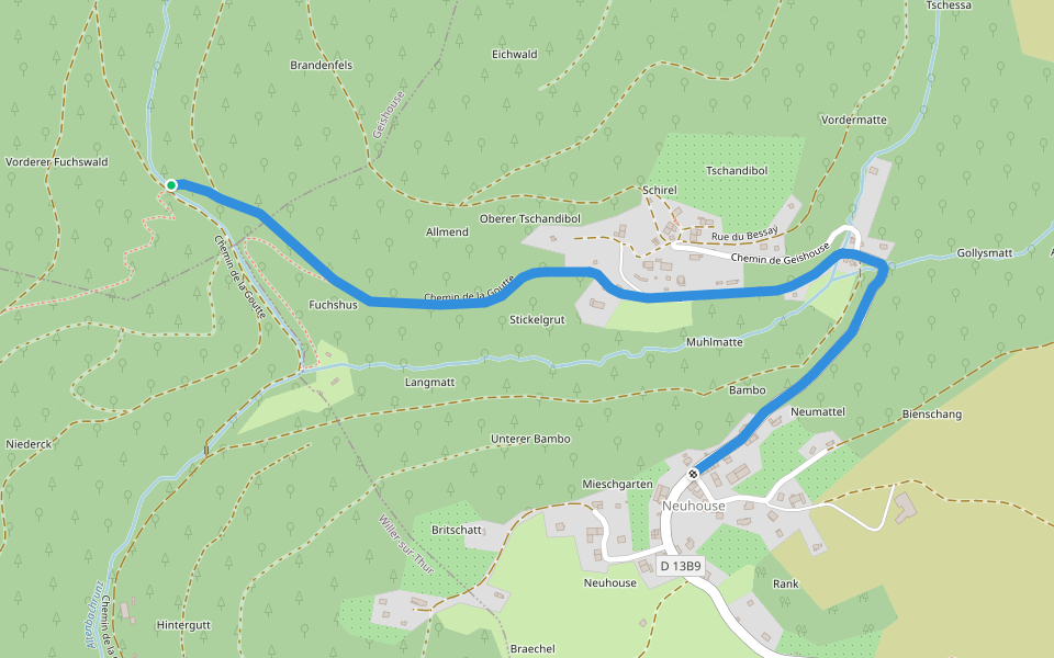 Altenbach-Geishouse-triangle jaune walking route map in Goldbach-Altenbach