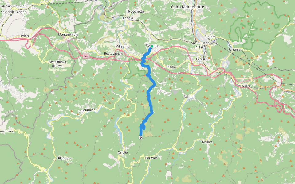 Cosseria - Cima Ronco di Maglio walking route map in Cosseria