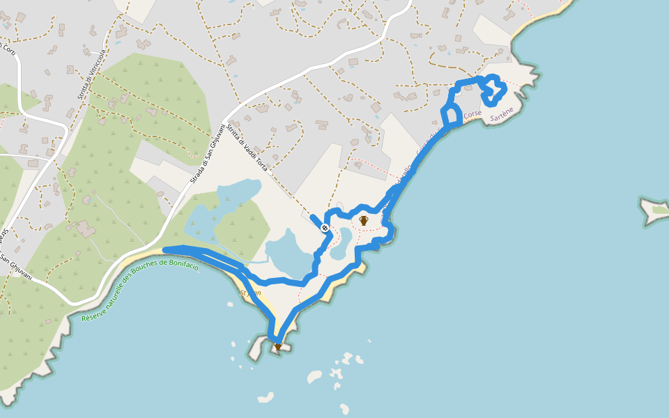 Balade Littorale de San Giovanni walking route map in Pianottoli-Caldarello