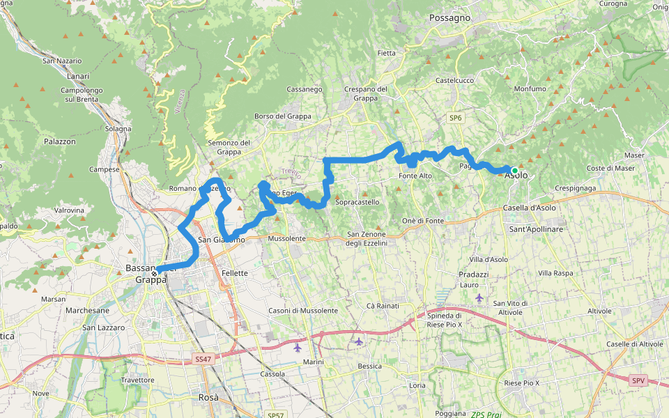 Cammino del Beato Claudio 03 walking route map in Asolo