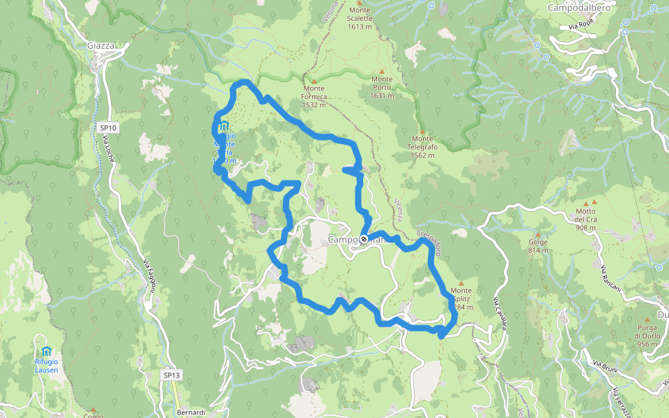 Sulle Antiche Vie dei Cimbri walking route map in Campofontana