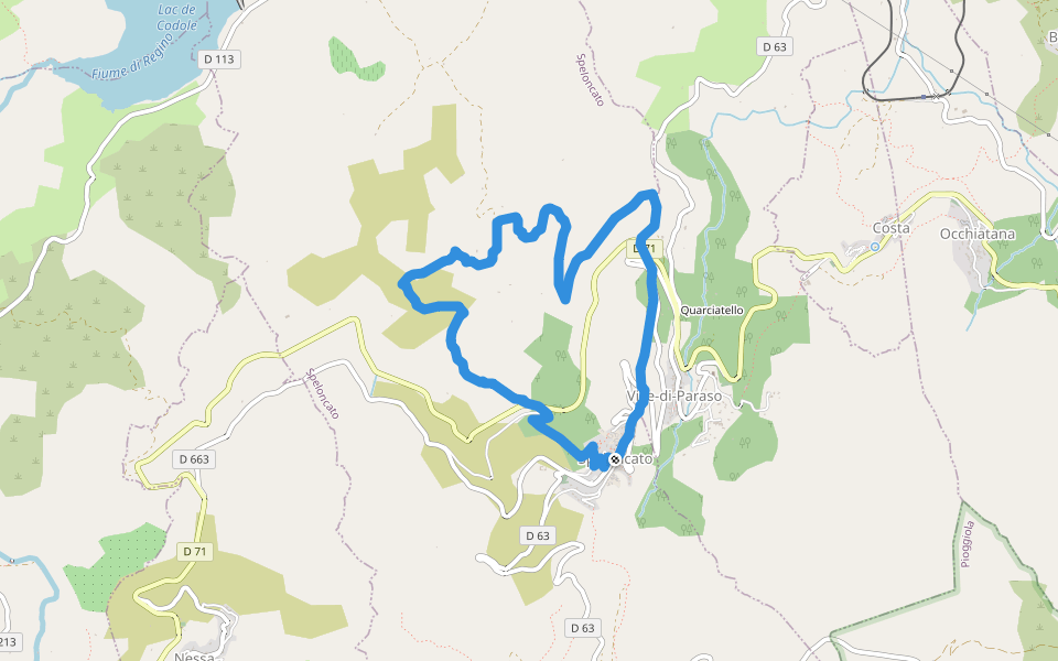 Boucle de Giustiniani walking route map in Speloncato