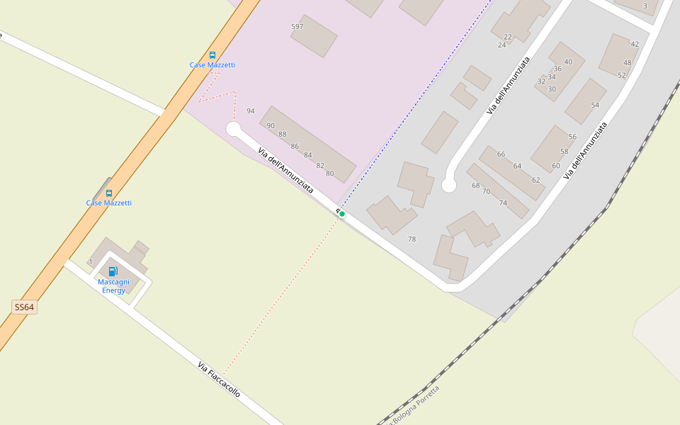 Via Francesca della Sambuca BO-PT_Deviazione provvisoria Fontana-San Leo walking route map in Fontana