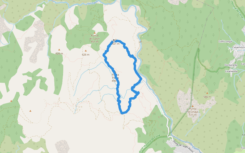 Boucle d'A Ranedda walking route map in Zonza
