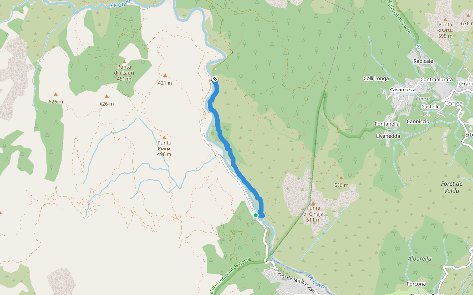 Sentier Botanique du Ponte di Marionu walking route map in Zonza
