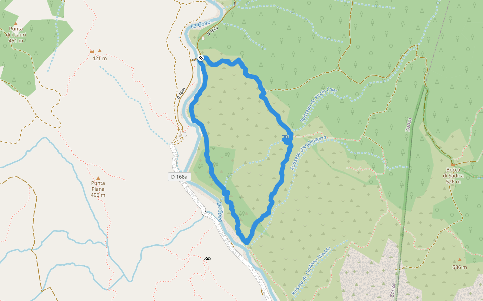 Boucle de Barola walking route map in Zonza
