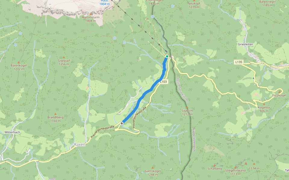 Wanderweg 828 walking route map in Raxen