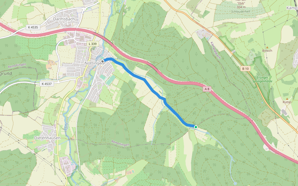 Große Eiche - (Nöttingen) walking route map in Keltern
