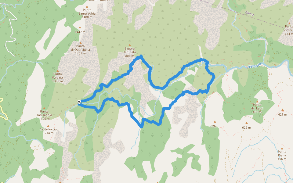 Giro di Altu Cavu walking route map in Zonza