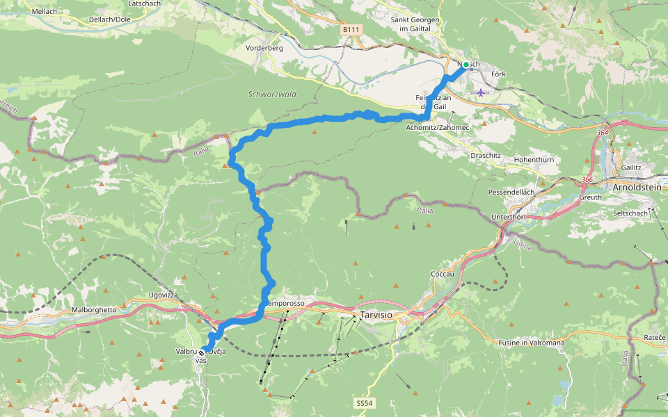 Alpe Adria Trail R3 walking route map in Nötsch im Gailtal