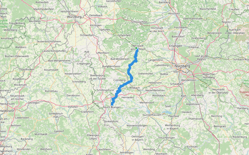 Grünes Schlüsselloch walking route map in Neustadt an der Aisch