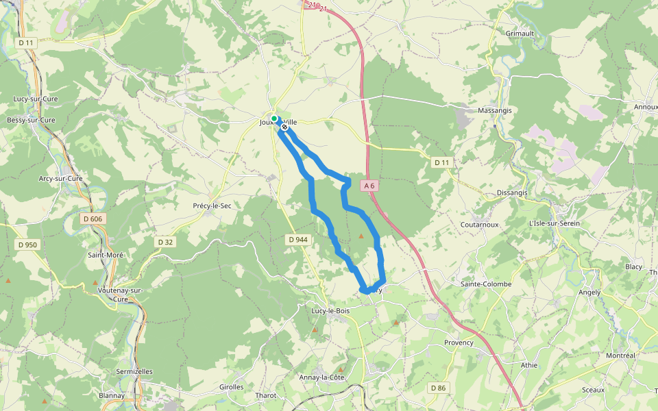 Circuit du Val de la Nef (Grande boucle) walking route map in Joux-la-Ville