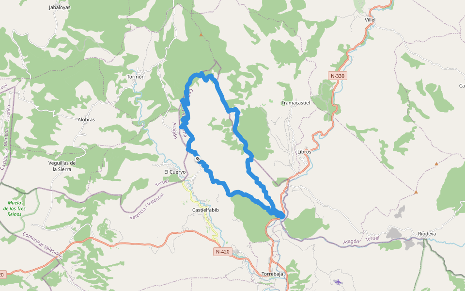 Ruta del Rodeno walking route map in Castielfabib