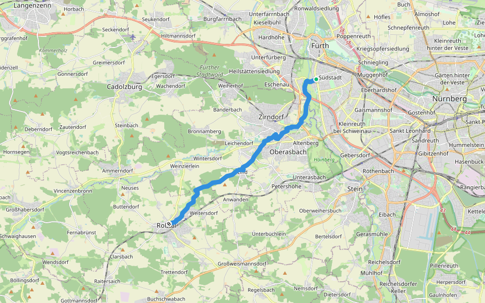 Grünstrich walking route map in Fürth
