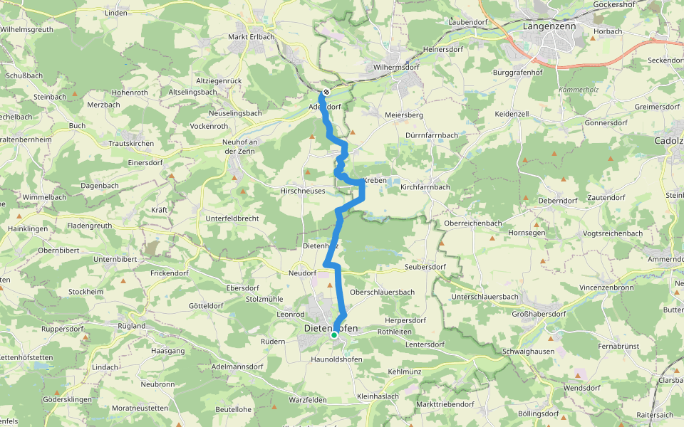 Rotpunkt walking route map in Dietenhofen