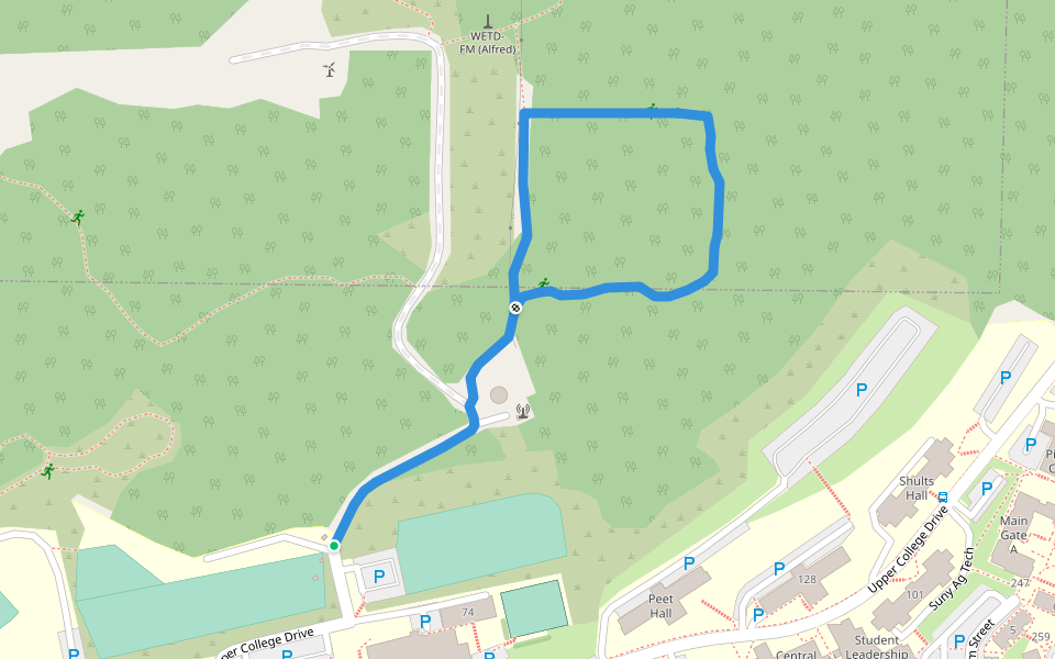 Pioneer Fitness Trail walking route map in Alfred