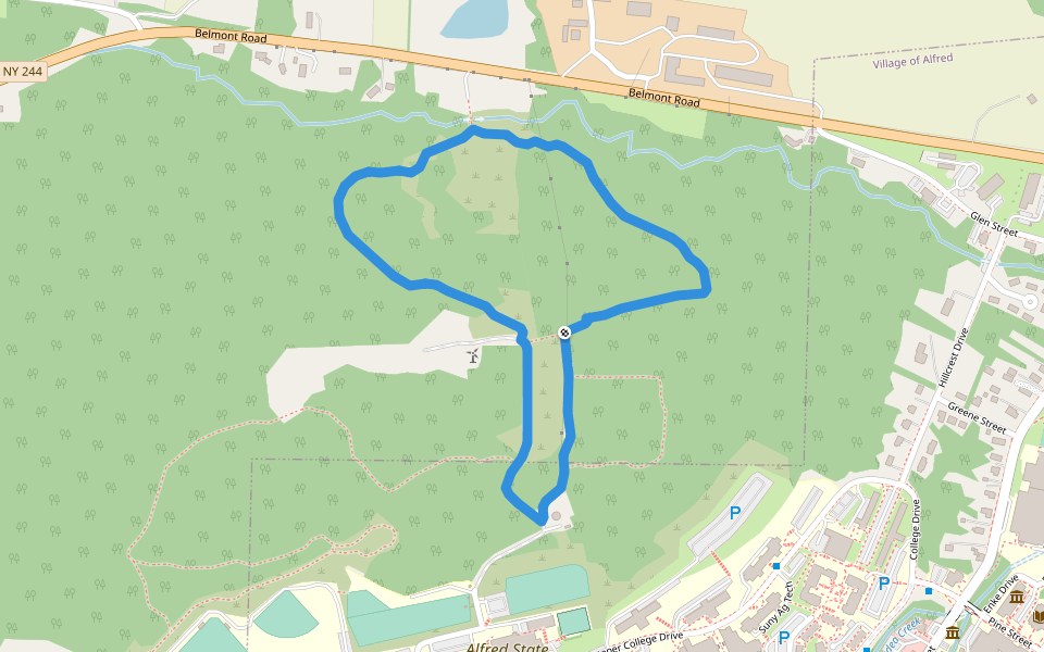 Happy Valley Trail walking route map in Alfred Station