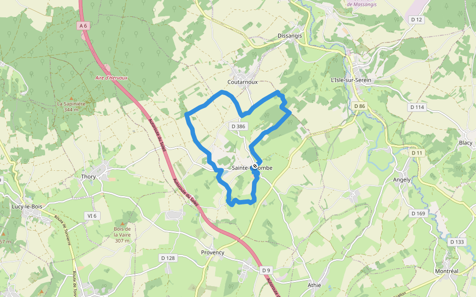 Sainte-Colombe et ses hameaux walking route map in Sainte-Colombe