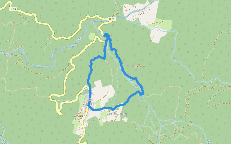 Boucle de Calanone walking route map in Carbini