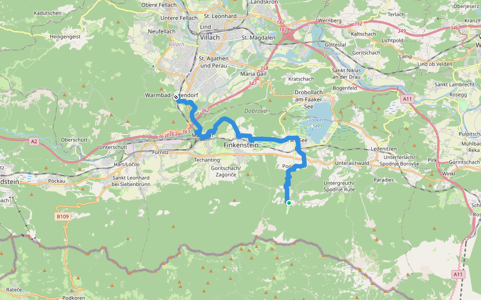 Alpe Adria Trail R1 walking route map in Latschach ober dem Faaker See