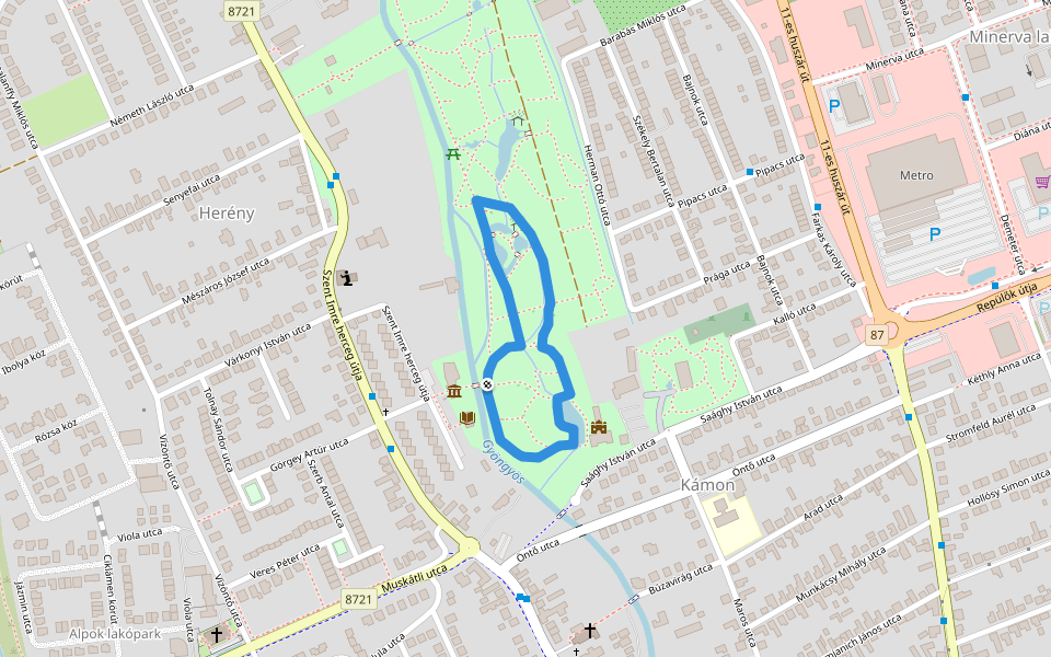 ZT Botanikai tanösvény walking route map in Szombathely