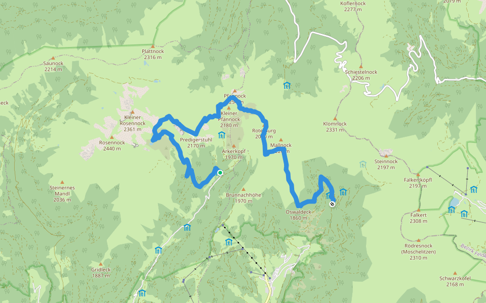 Alpe Adria Trail E15 walking route map in Kaning