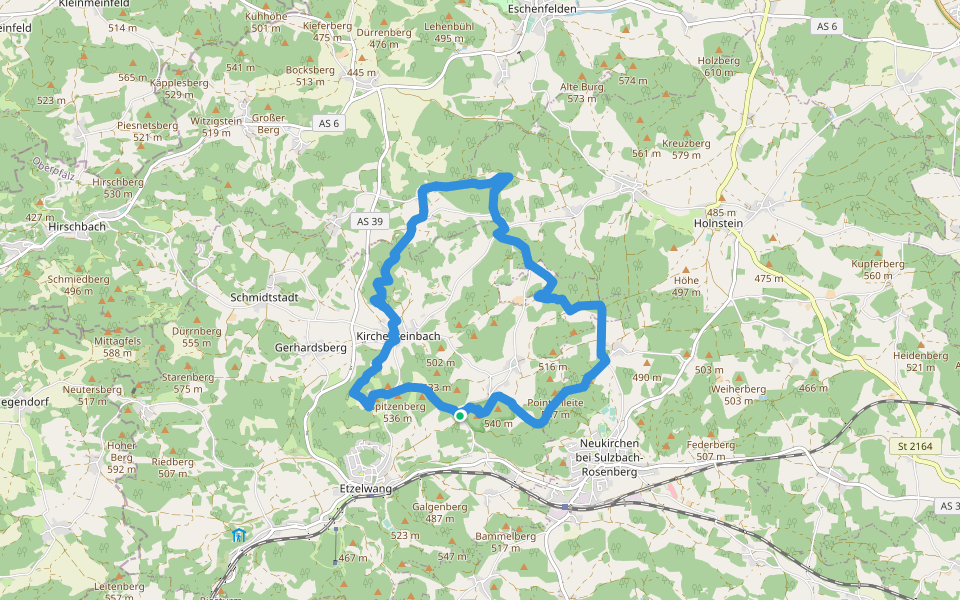 Rundwanderweg 2 Rupprechtstein - Kirchenreinbach walking route map in Etzelwang