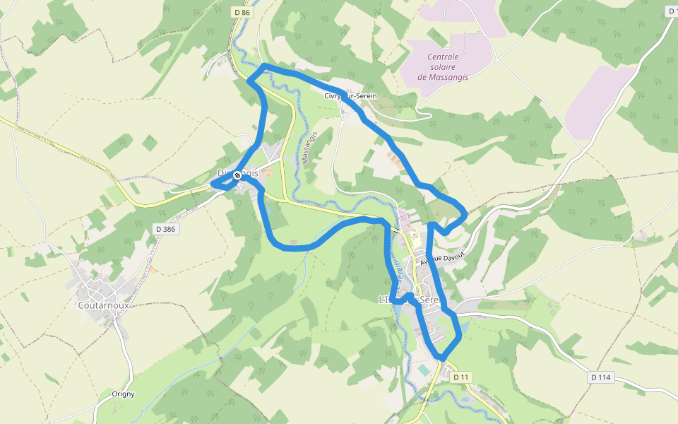 Circuit de la Vallée du Serein et du Moulin à Vent walking route map in Dissangis