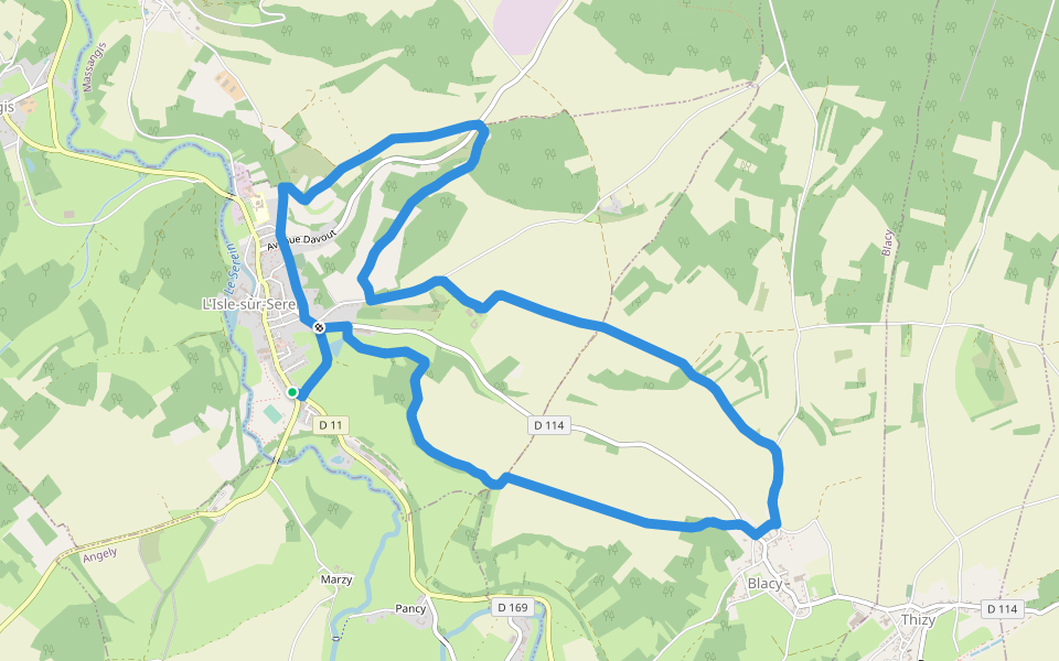 Circuit de la Cordelle walking route map in L'Isle-sur-Serein