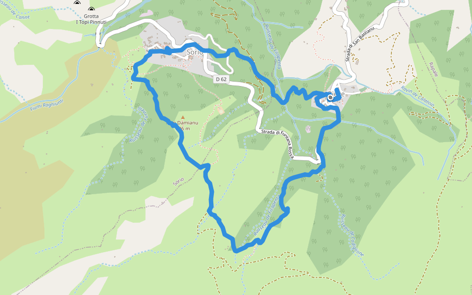 Boucle de Pieve à Sorio walking route map in Pieve