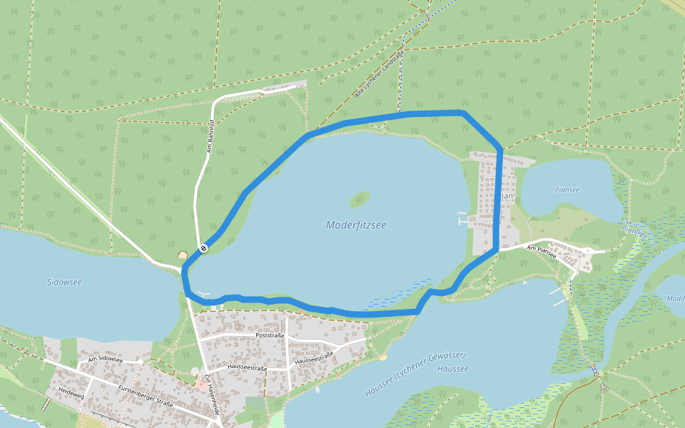 Moderfitzseerundweg walking route map in Fürstenberg/Havel