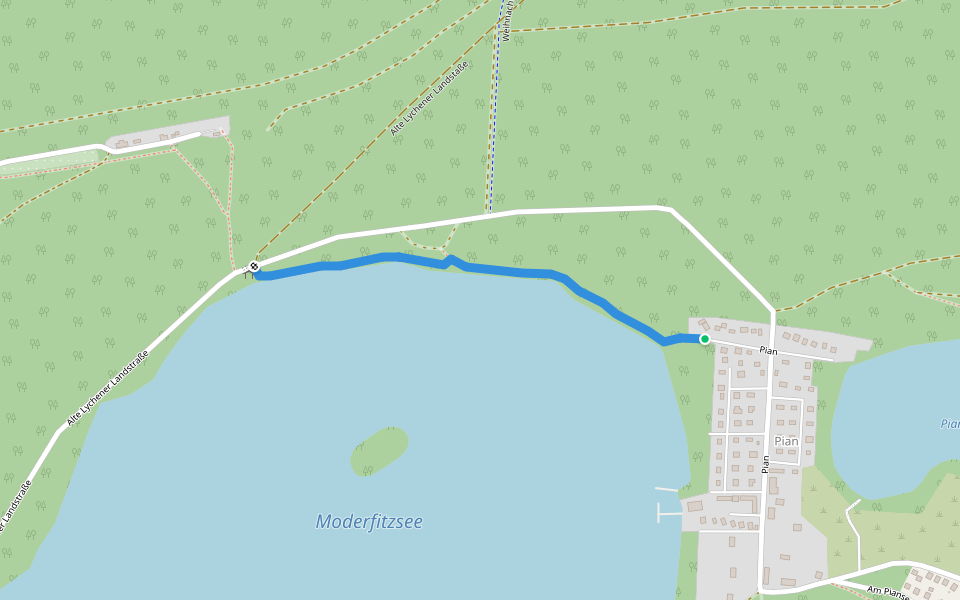 Alternative Moderfitzseerundweg walking route map in Fürstenberg/Havel