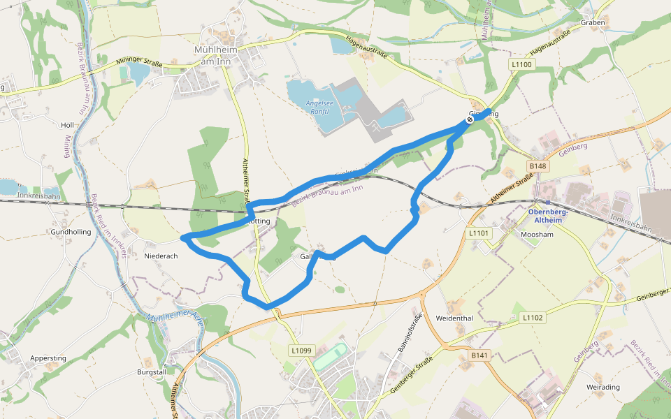 Gimplinger-Runde walking route map in Mühlheim am Inn