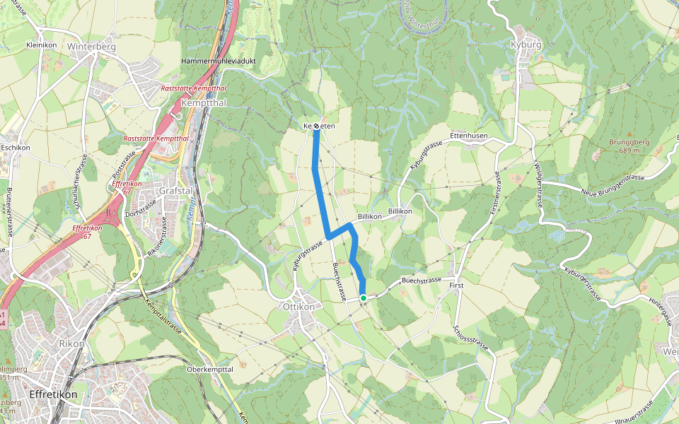 Erli - Kemleten walking route map in Illnau-Effretikon