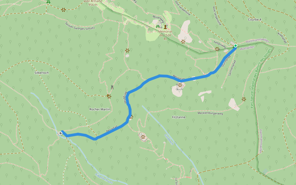 Monument Serret vert GR5 "Rouge-Blanc-Rouge" walking route map in Hartmannswiller