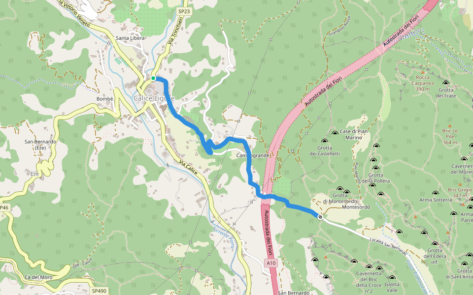 Calice Ligure - Cianassi walking route map in Calice Ligure