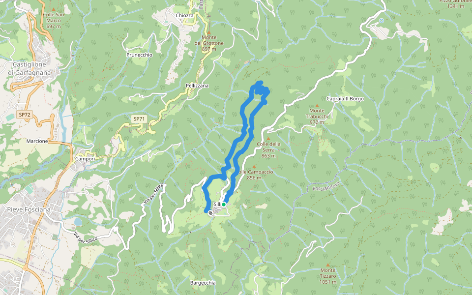 Sentiero dei Metati walking route map in Sillico