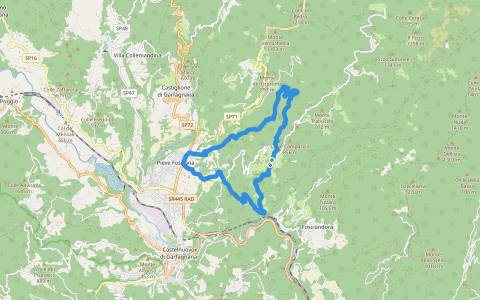 Sentiero dei Mulini walking route map in Sillico