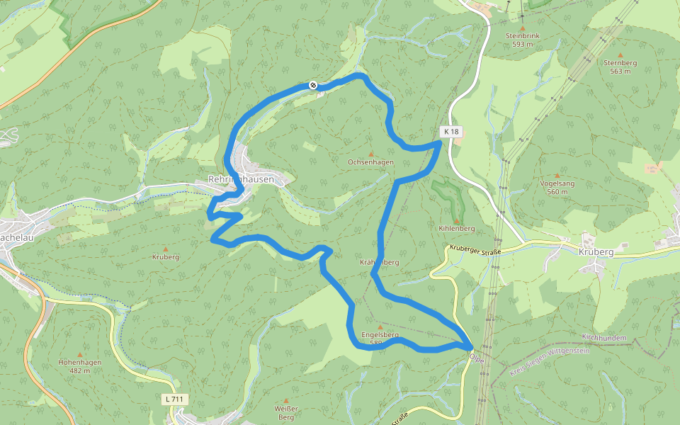 Olpe Rundweg A2 (Rehringhausen) walking route map in Olpe