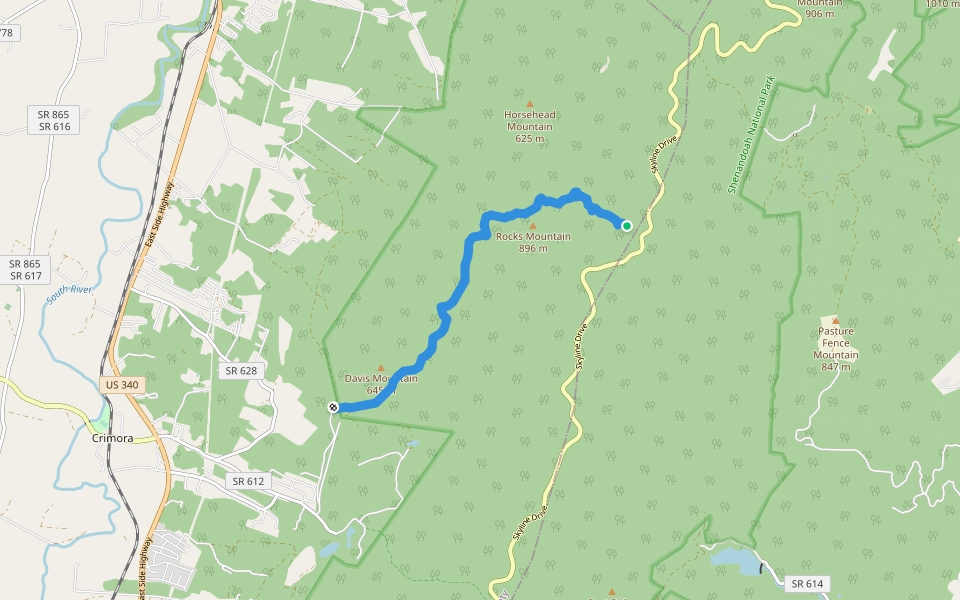 Riprap Trail walking route map in Grottoes