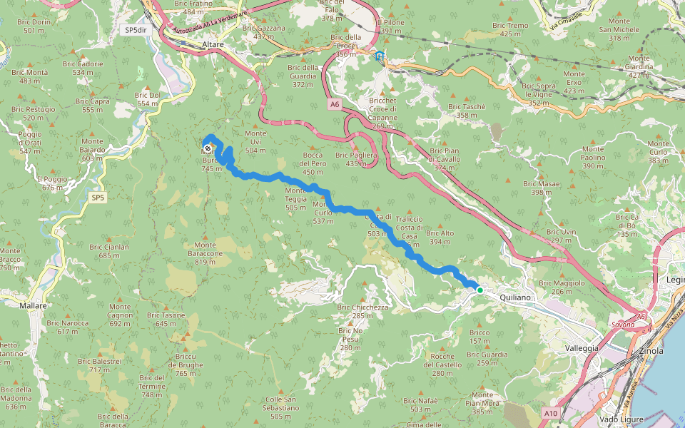 Quiliano - Monte Burot walking route map in Quiliano