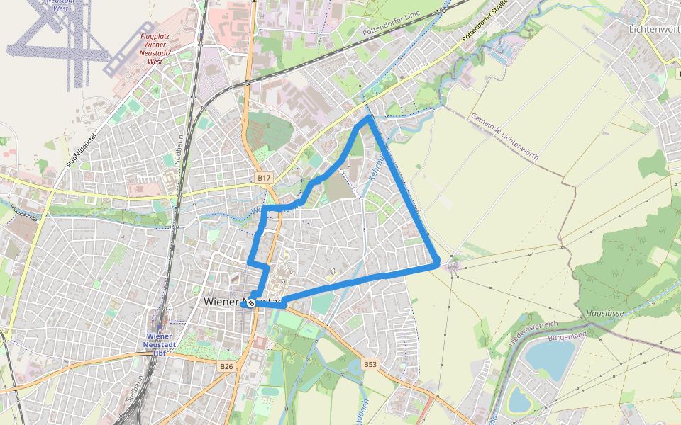 Suunto Runde (WN2) walking route map in Wiener Neustadt