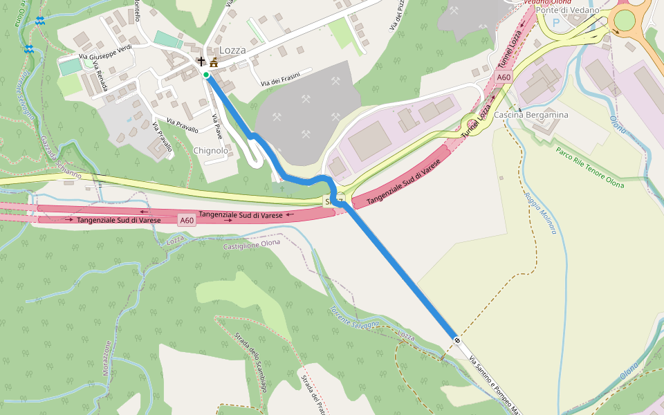 Collegamento Lozza - Dorsale RTO walking route map in Lozza