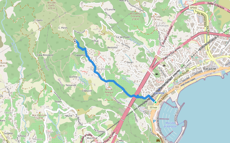 Varazze - Castagnabuona - Croce di Castagnabuona walking route map in Varazze