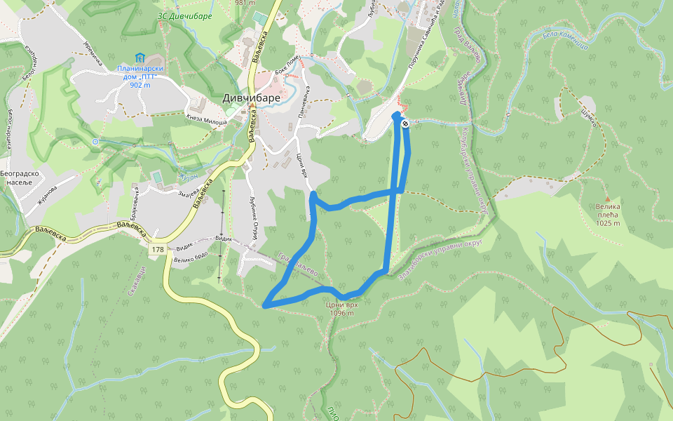 Бела стаза walking route map in Дивчибаре