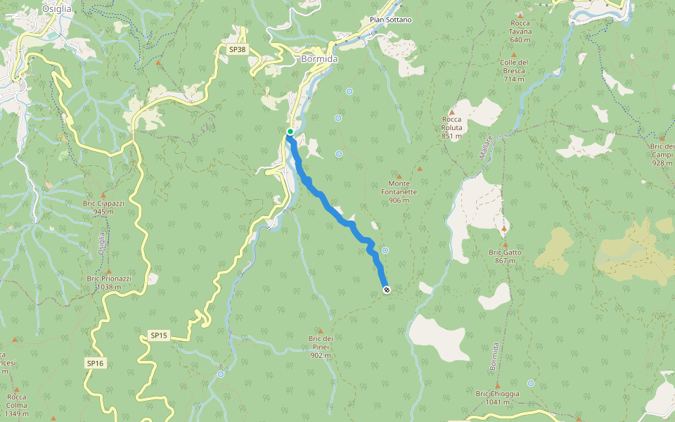 Poggio - Colletti walking route map in Piano Soprano