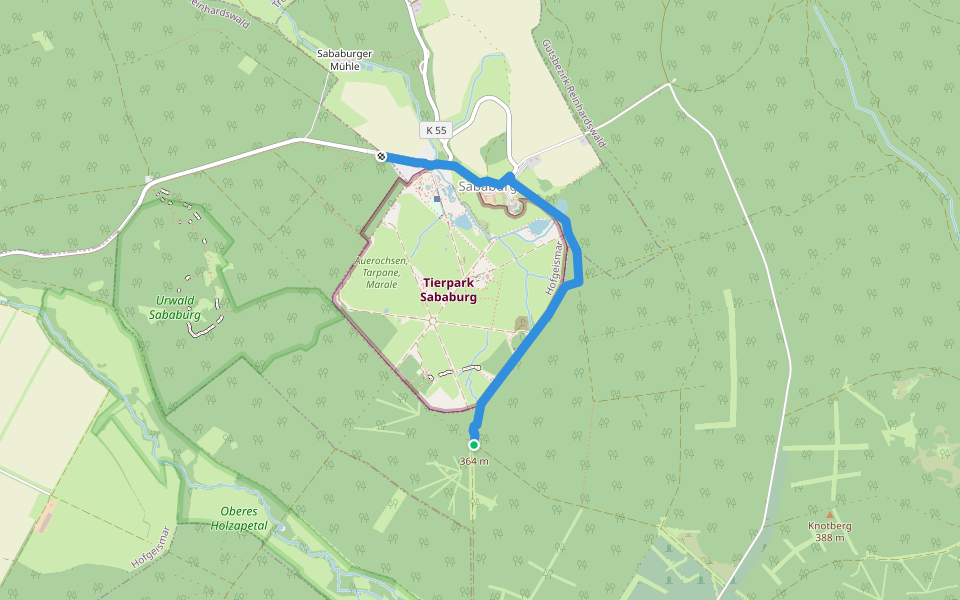 Märchenlandweg - Verbindungsweg Sababurg walking route map in Gutsbezirk Reinhardswald