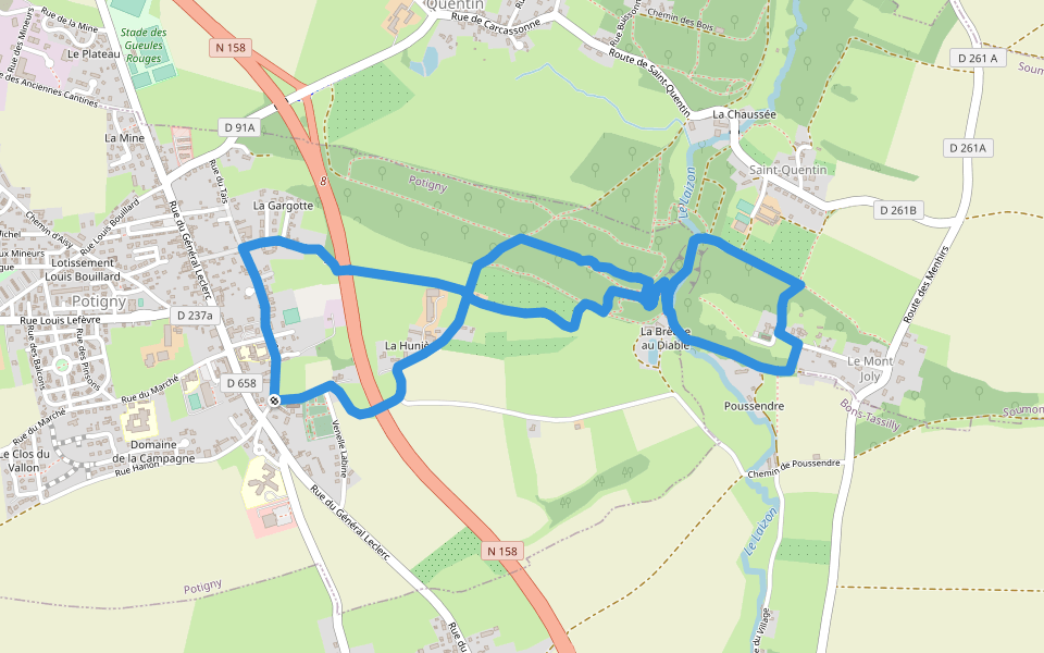 Sur les Pas de Marie Joly walking route map in Potigny