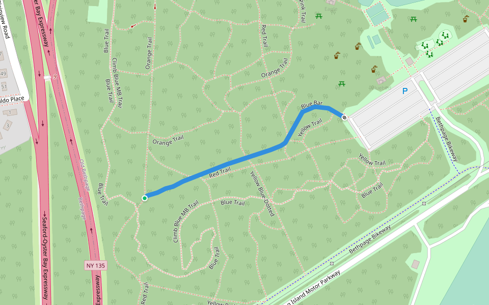 Blue Bar walking route map in Bethpage